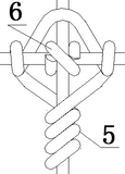 图七缠绕固定结的尾部和内圈缠绕结呈反方向的